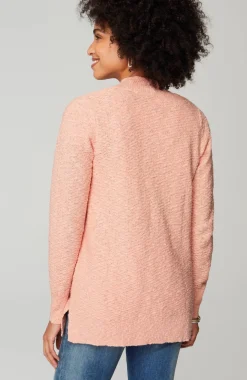 Slub-Textured Button-Front Cardi