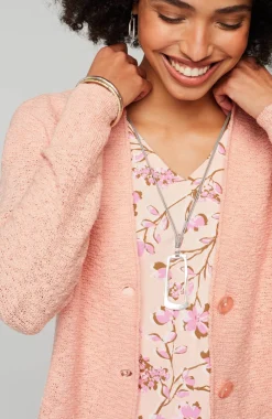Slub-Textured Button-Front Cardi