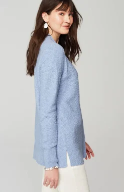 Slub-Textured Button-Front Cardi