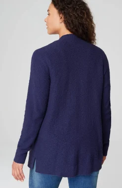 Slub-Textured Button-Front Cardi