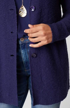 Slub-Textured Button-Front Cardi
