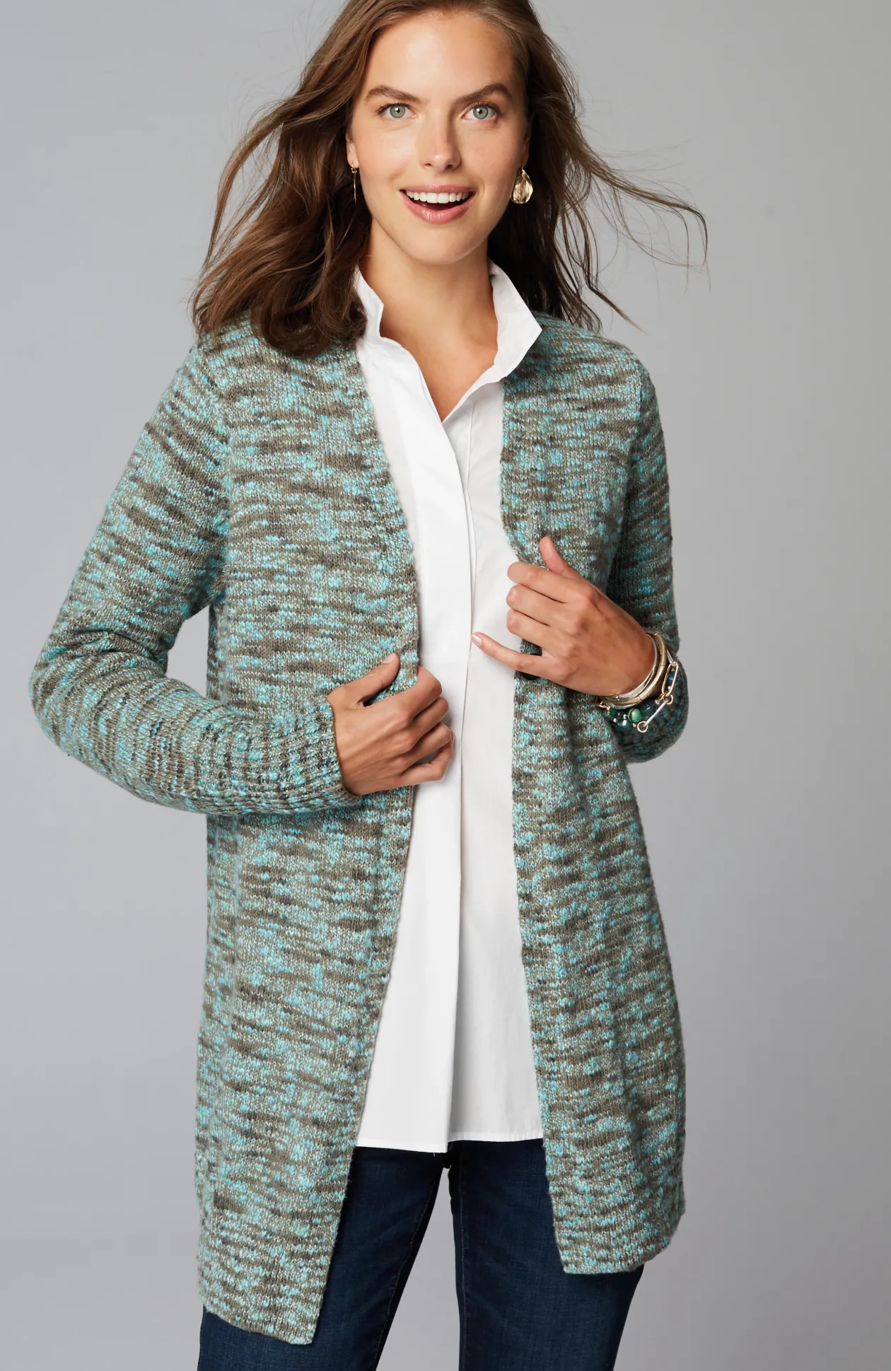 Slub-Textured Space-Dyed Cardi