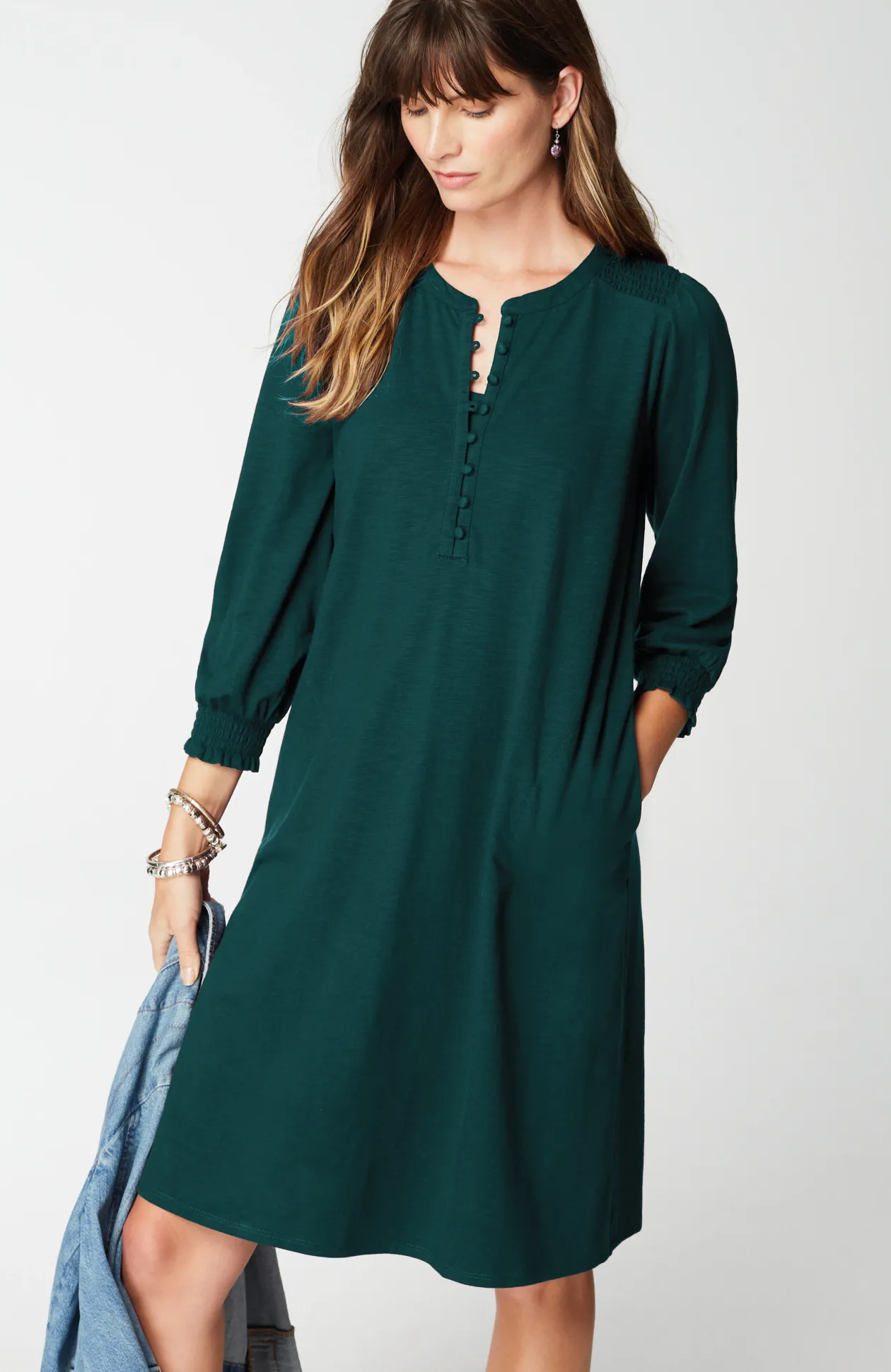 Smocked Henley Dress