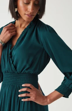Smocked Sateen Dress