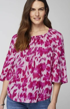 Smocked Scoop-Neck Top