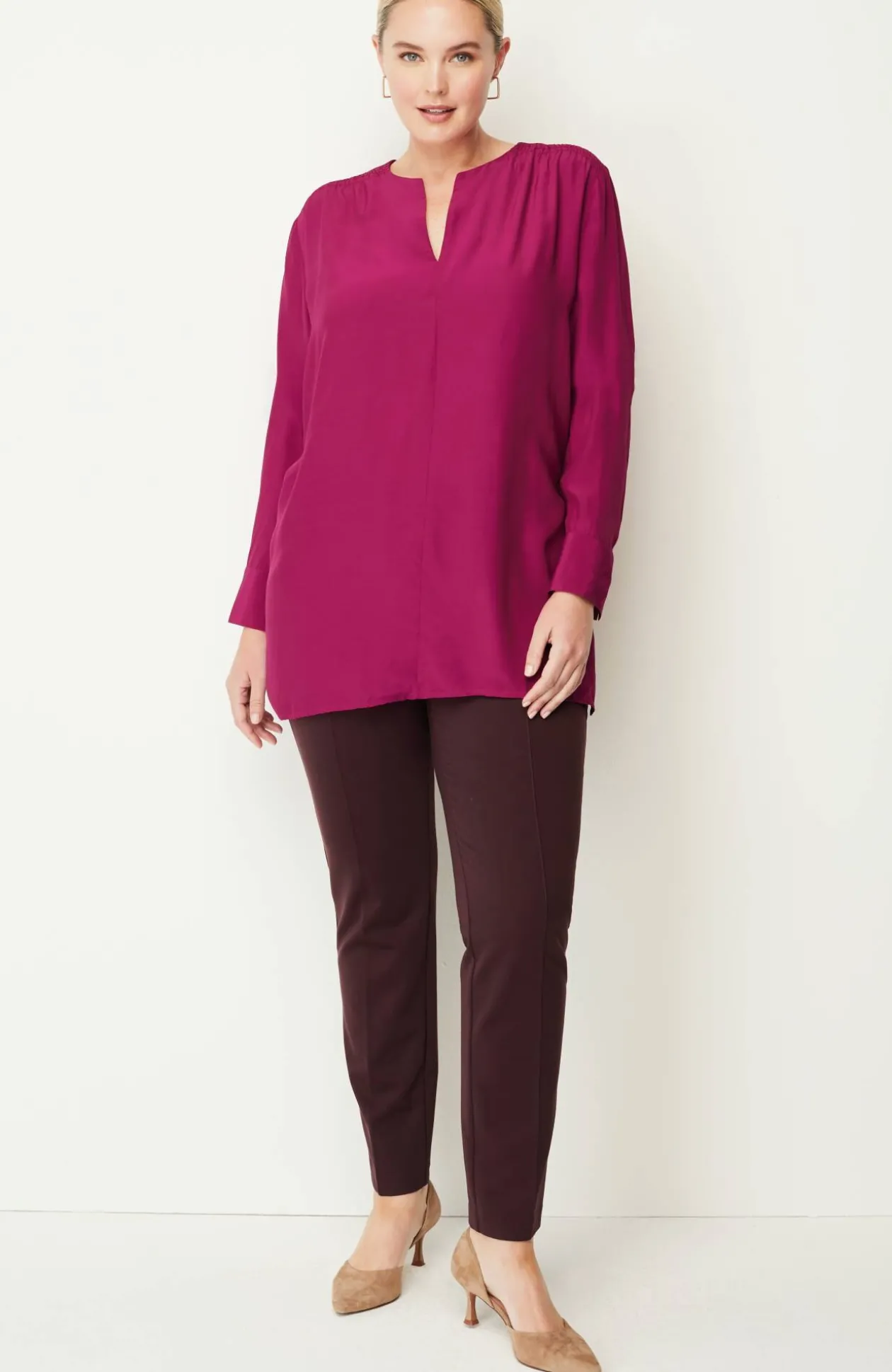 Smocked Split-Neck Tunic