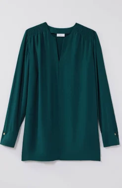Smocked Split-Neck Tunic