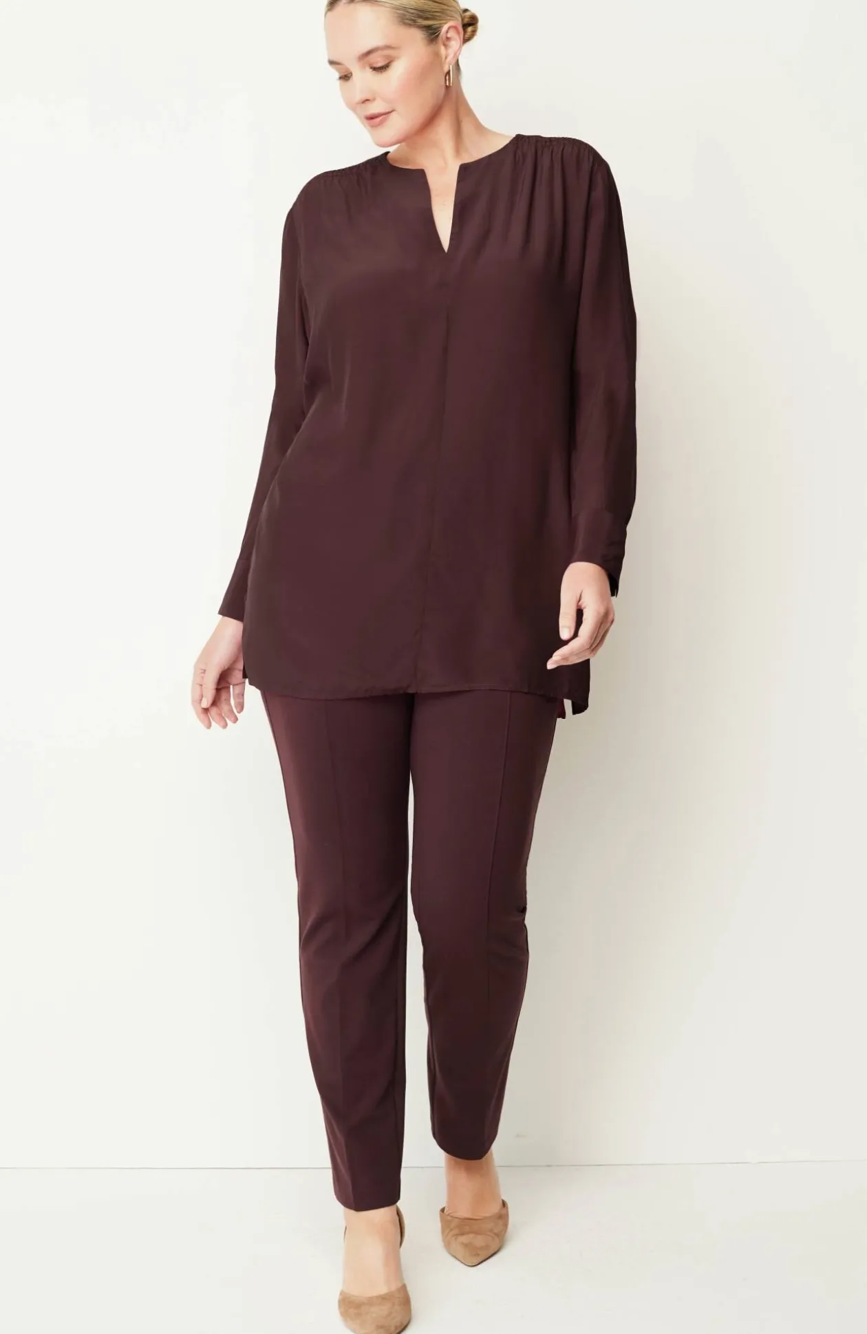Smocked Split-Neck Tunic