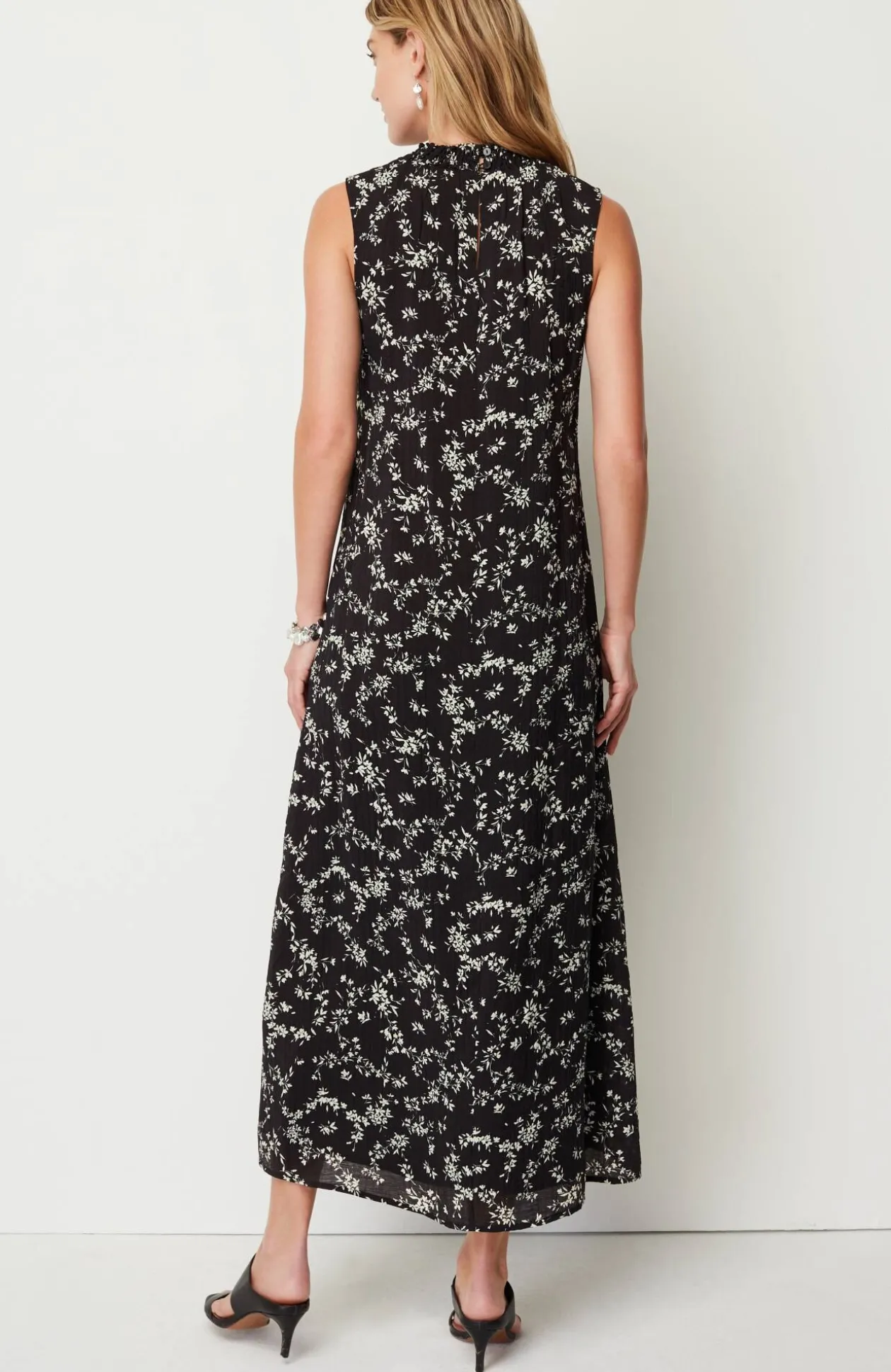Smocked-Neck Maxi Dress