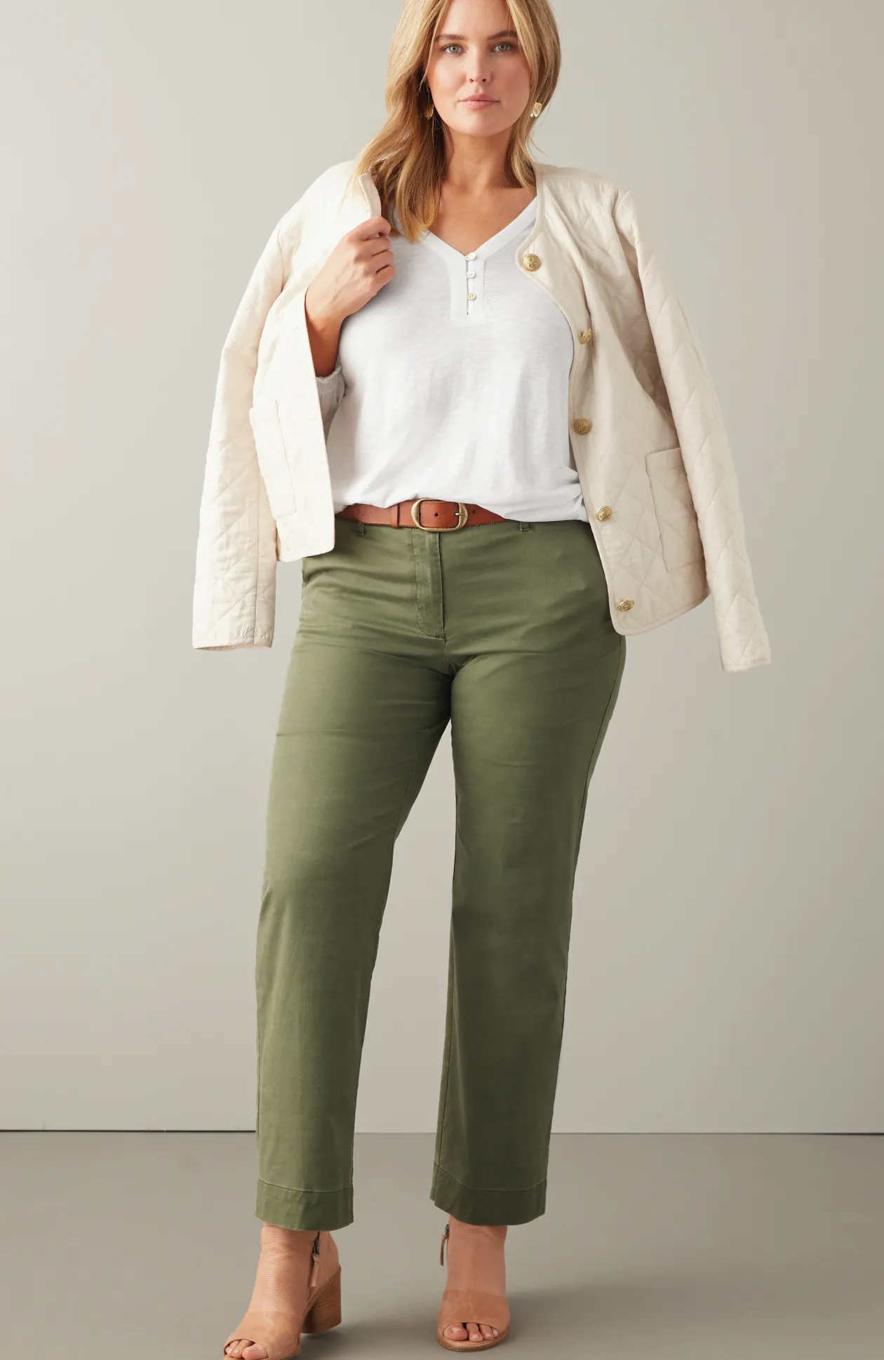 Smocked-Sleeve Henley Top