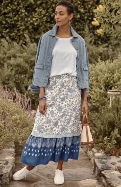 Smocked-Waist Tiered Maxi Skirt