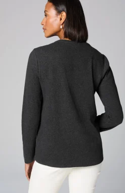 Snowflake-Embroidered Waffle-Textured Top