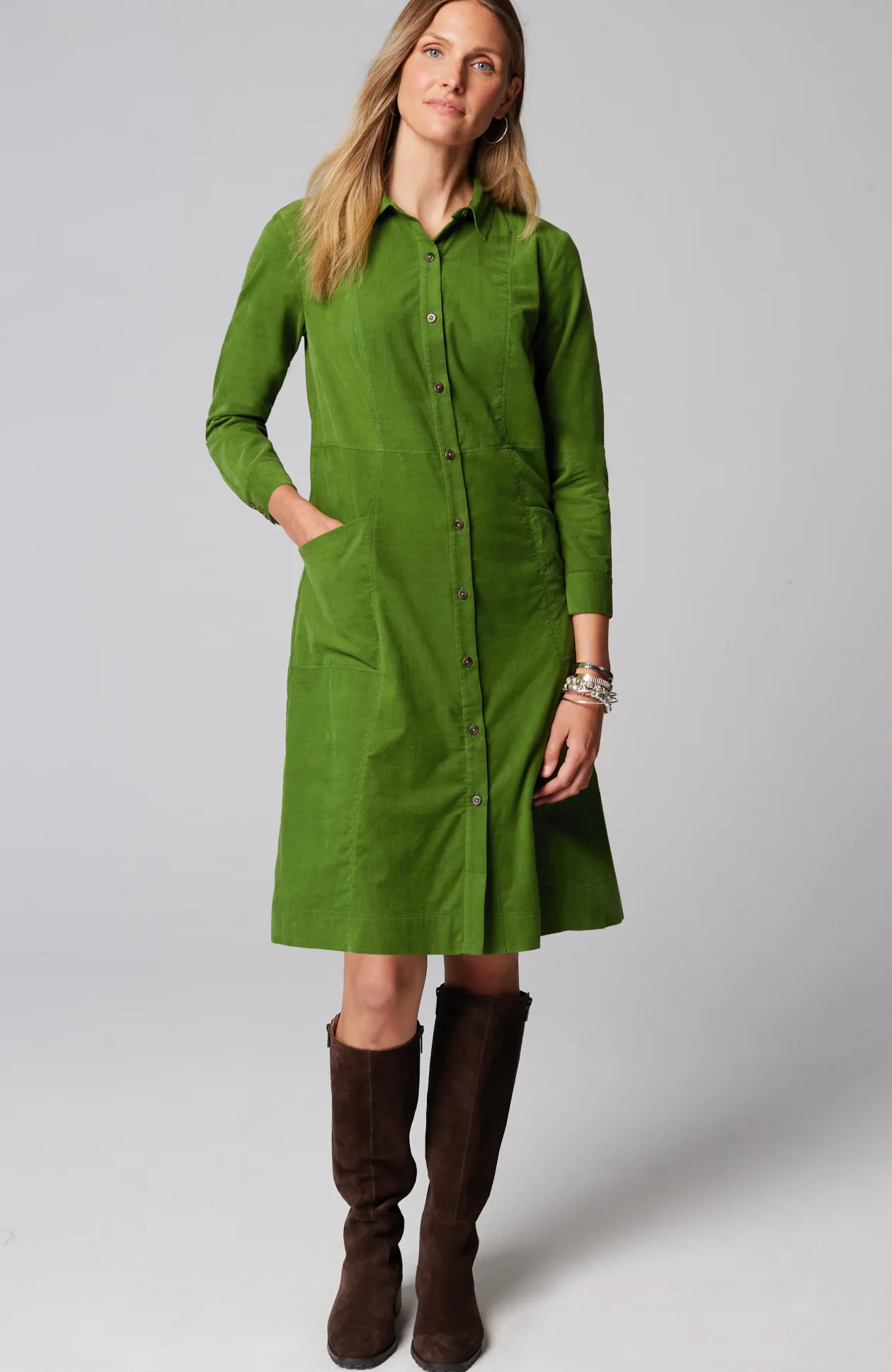 Soft Cord Shirtdress