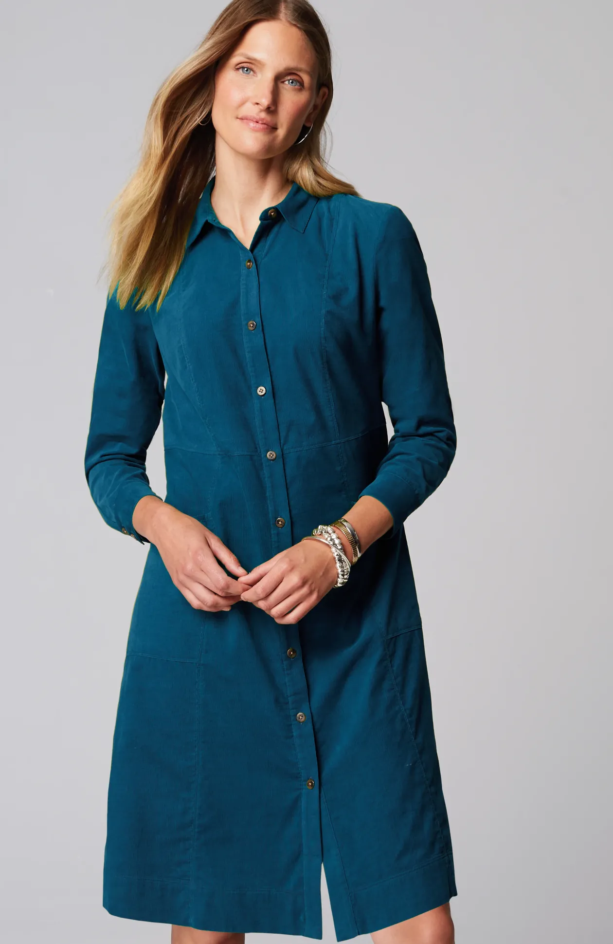 Soft Cord Shirtdress