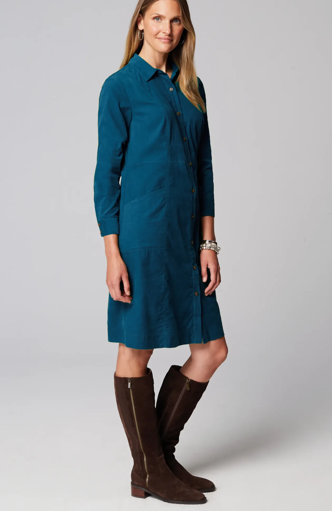 Soft Cord Shirtdress