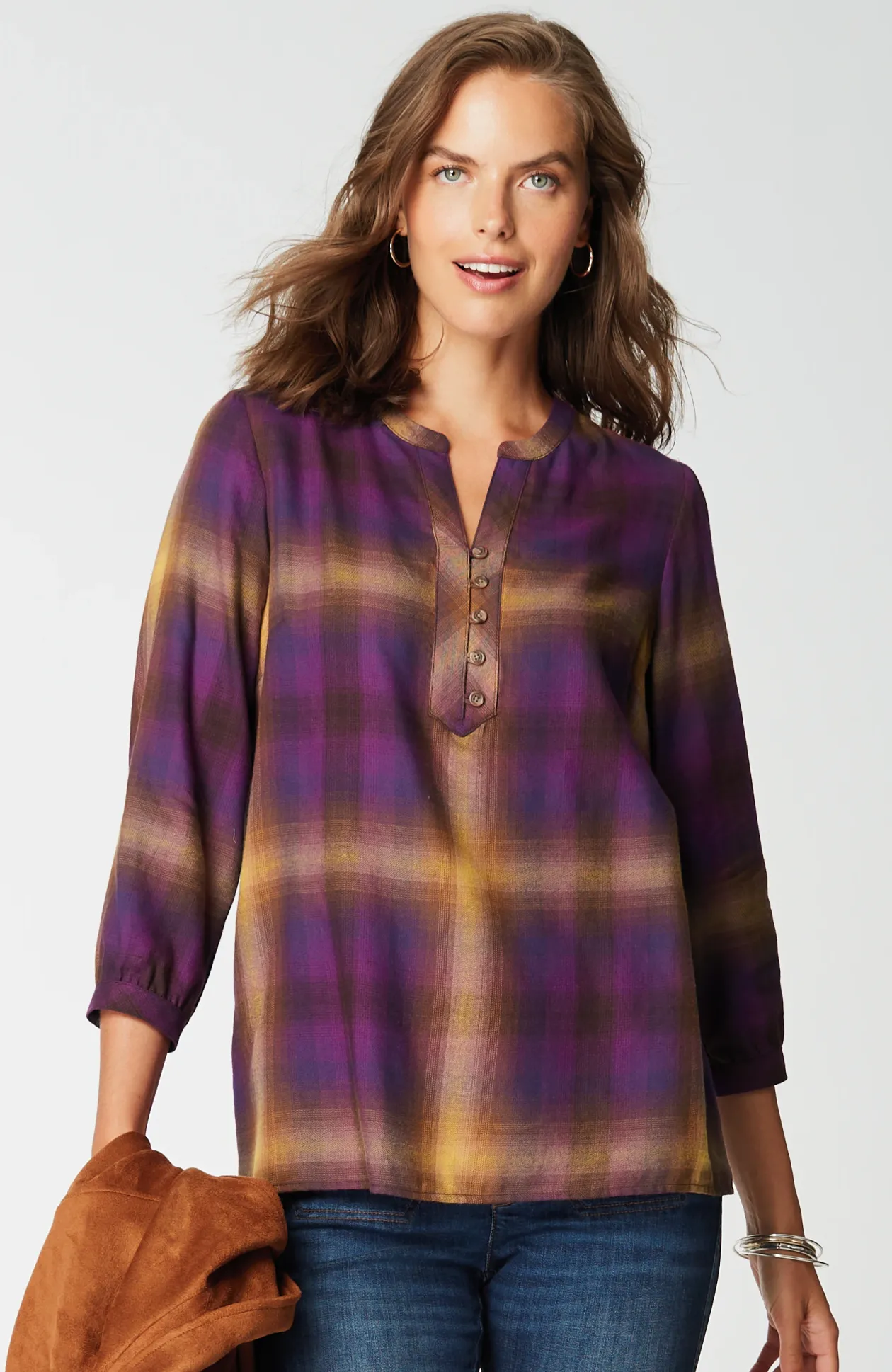 Soft-Brushed Plaid Popover