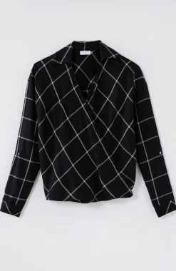 Soft-Brushed Plaid Twist-Front Shirt
