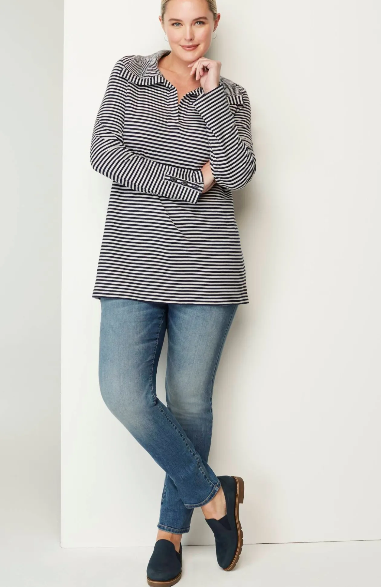 Soft-Knit Collared Tunic