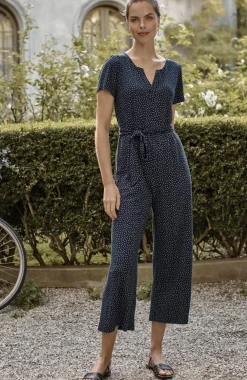 Split-Neck Cropped Jumpsuit