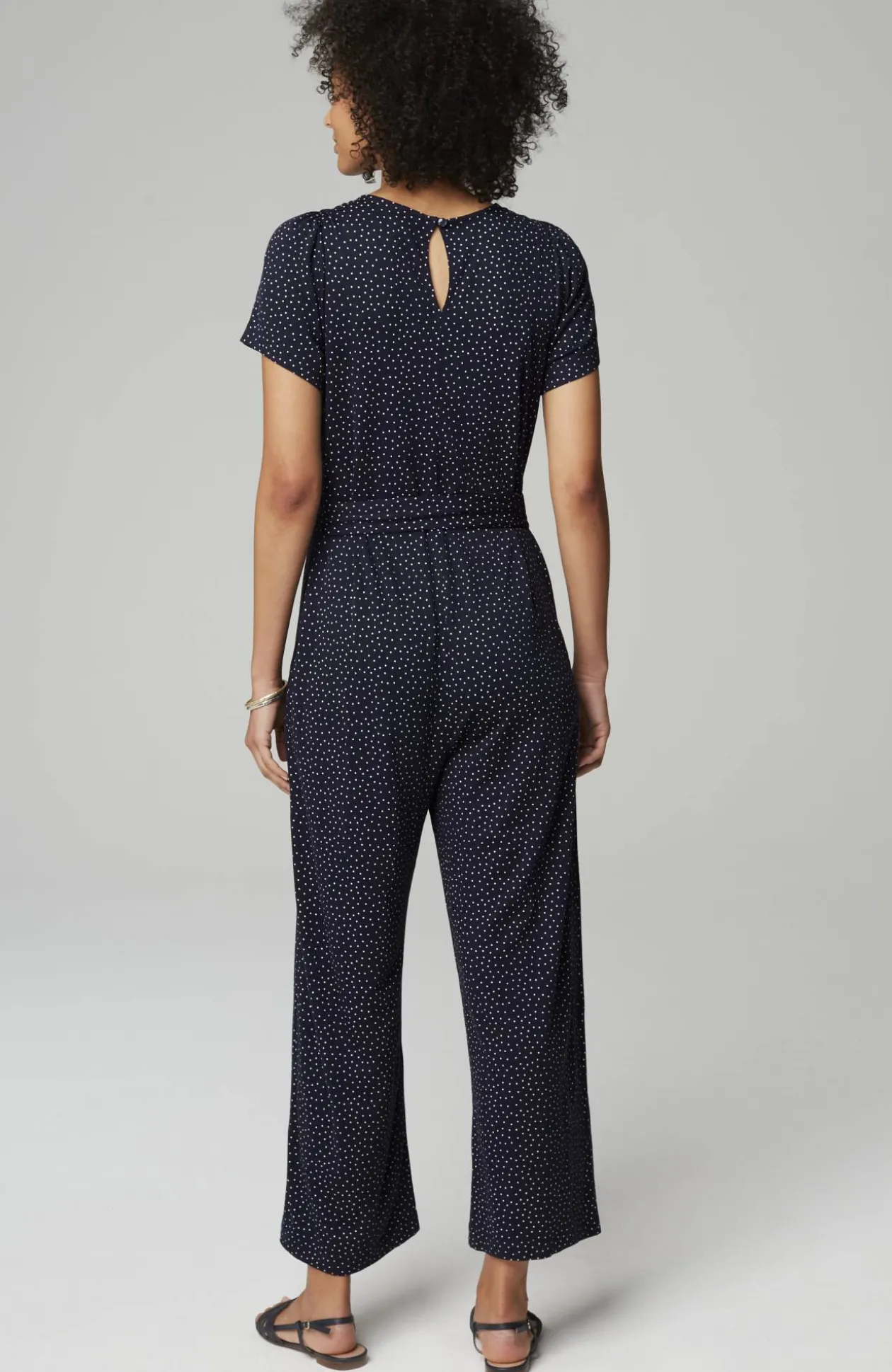 Split-Neck Cropped Jumpsuit