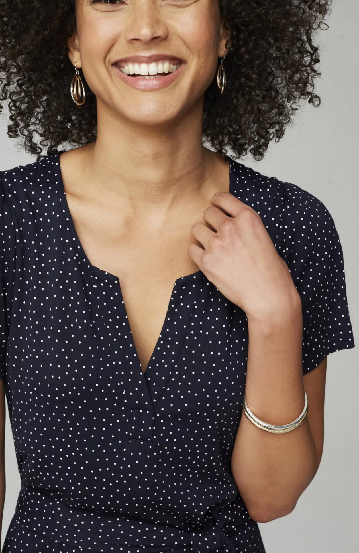 Split-Neck Cropped Jumpsuit