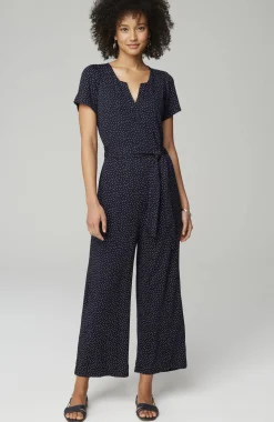 Split-Neck Cropped Jumpsuit