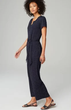 Split-Neck Cropped Jumpsuit