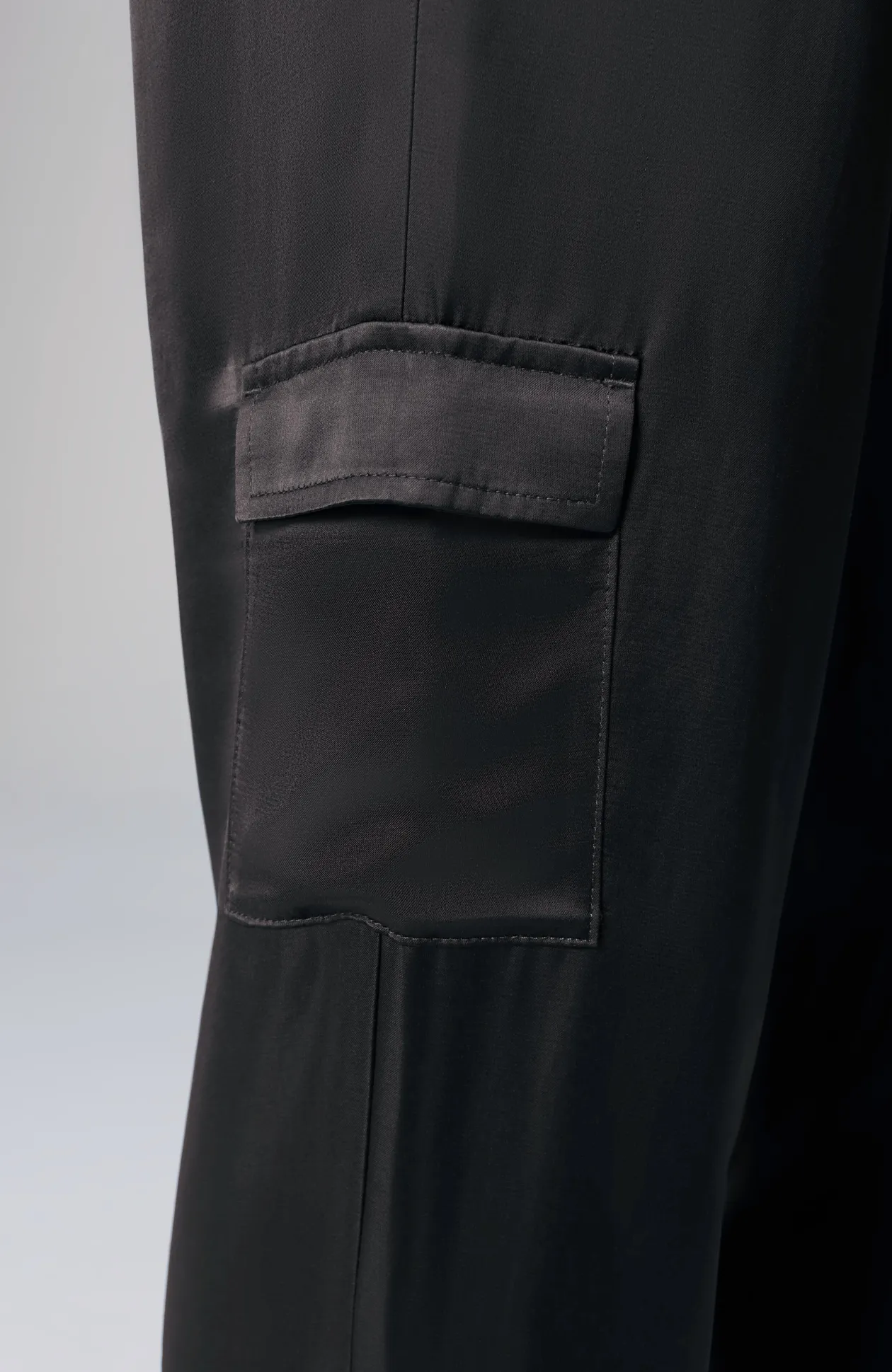 Straight-Leg Satin Cargo Pants