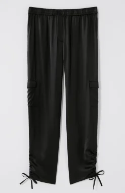 Straight-Leg Satin Cargo Pants