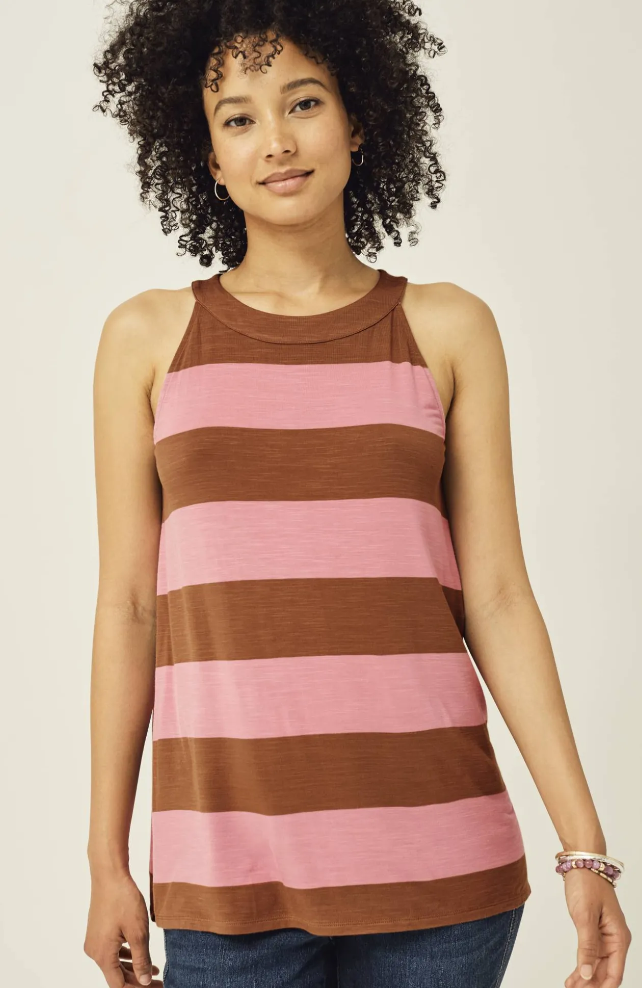 Striped A-Line Halter Top