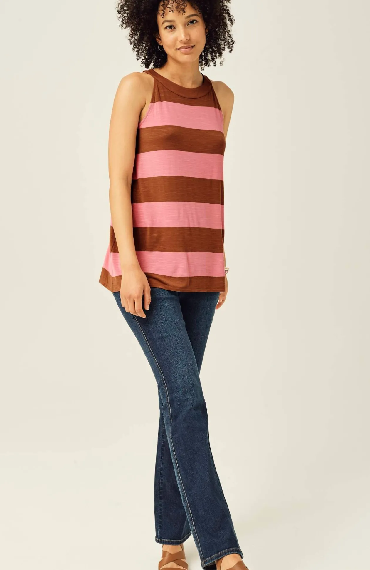 Striped A-Line Halter Top