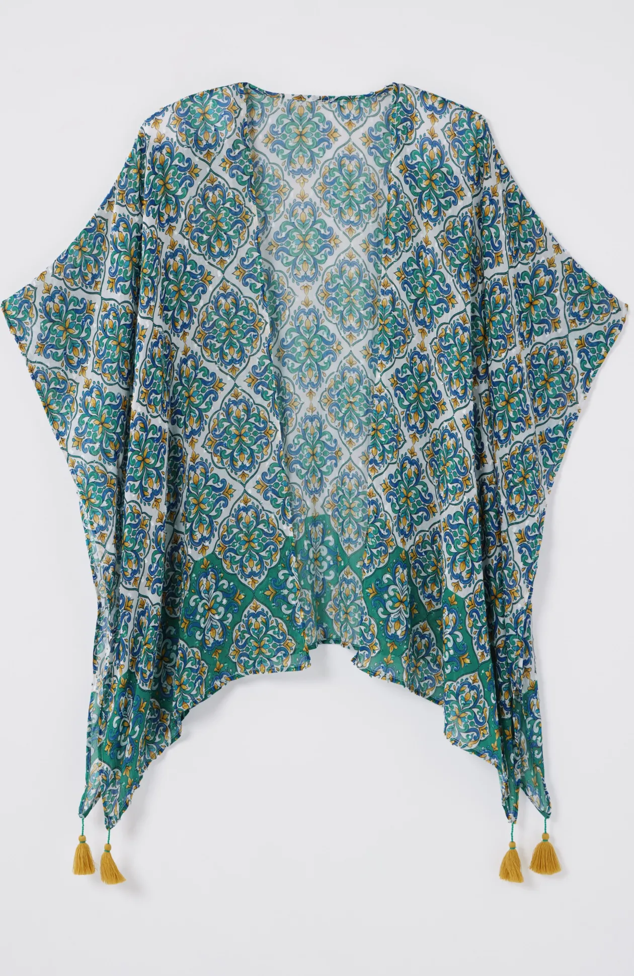 Tasseled-Border Geo Ruana