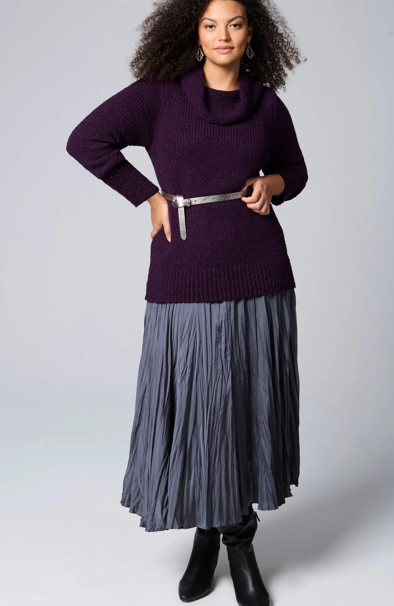 Textured Cowl-Neck Sweater