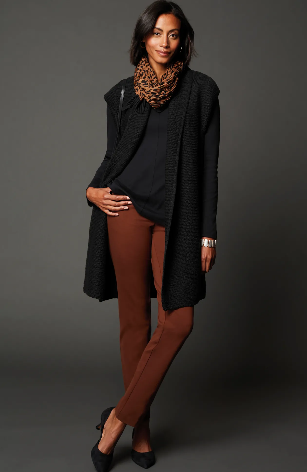 Textured Long Gilet Vest
