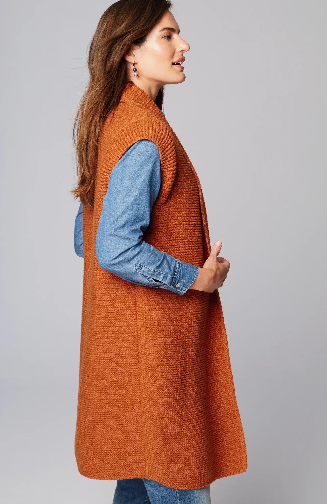 Textured Long Gilet Vest
