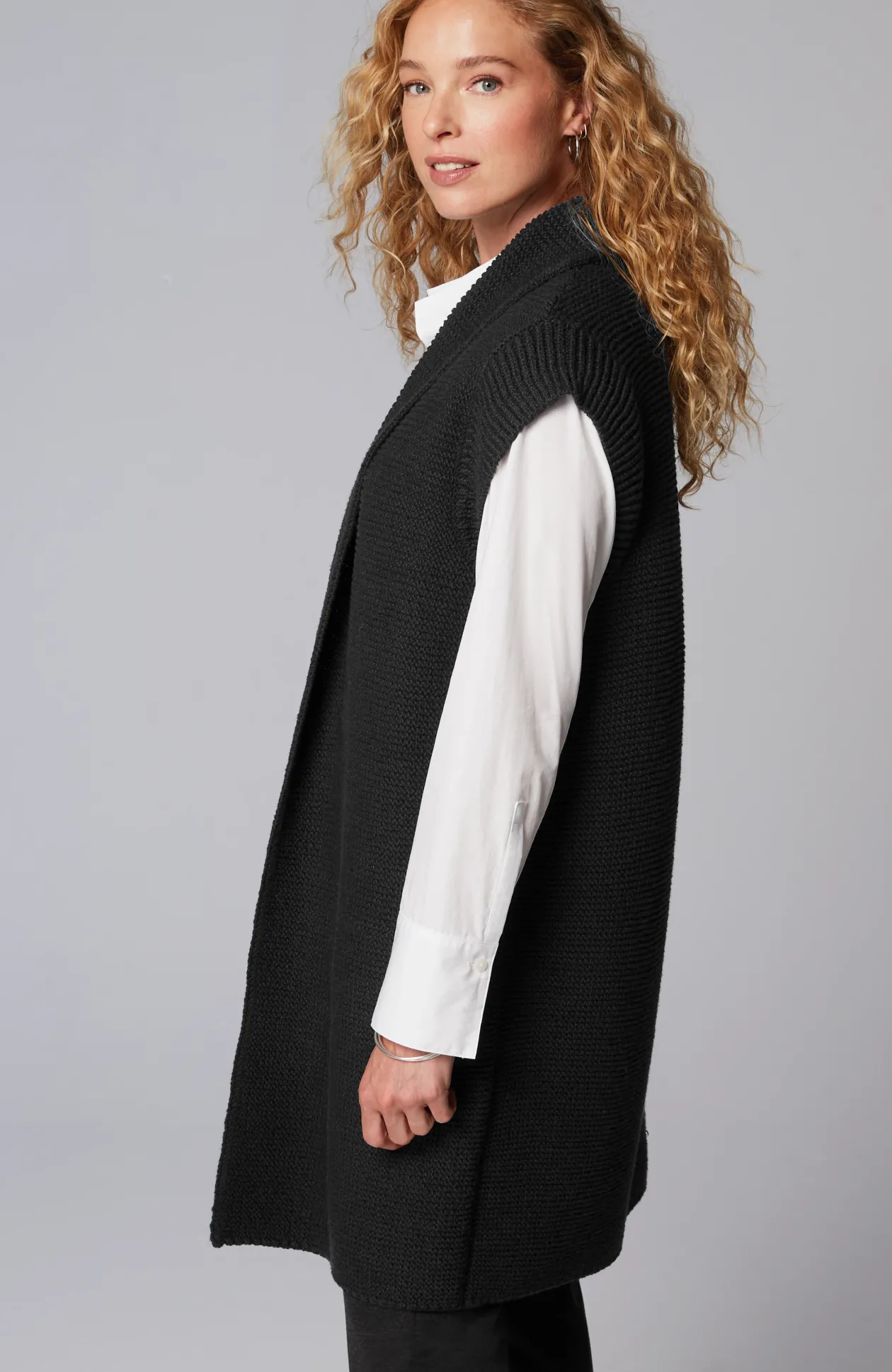 Textured Long Gilet Vest