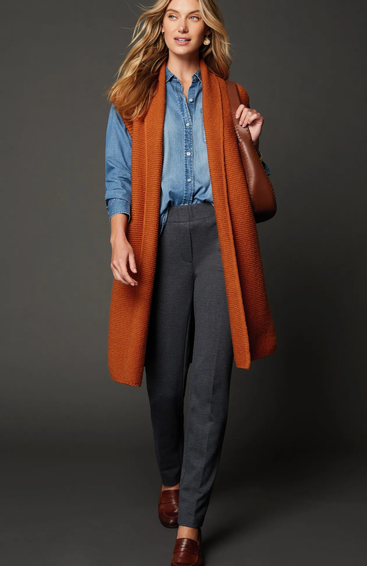 Textured Long Gilet Vest