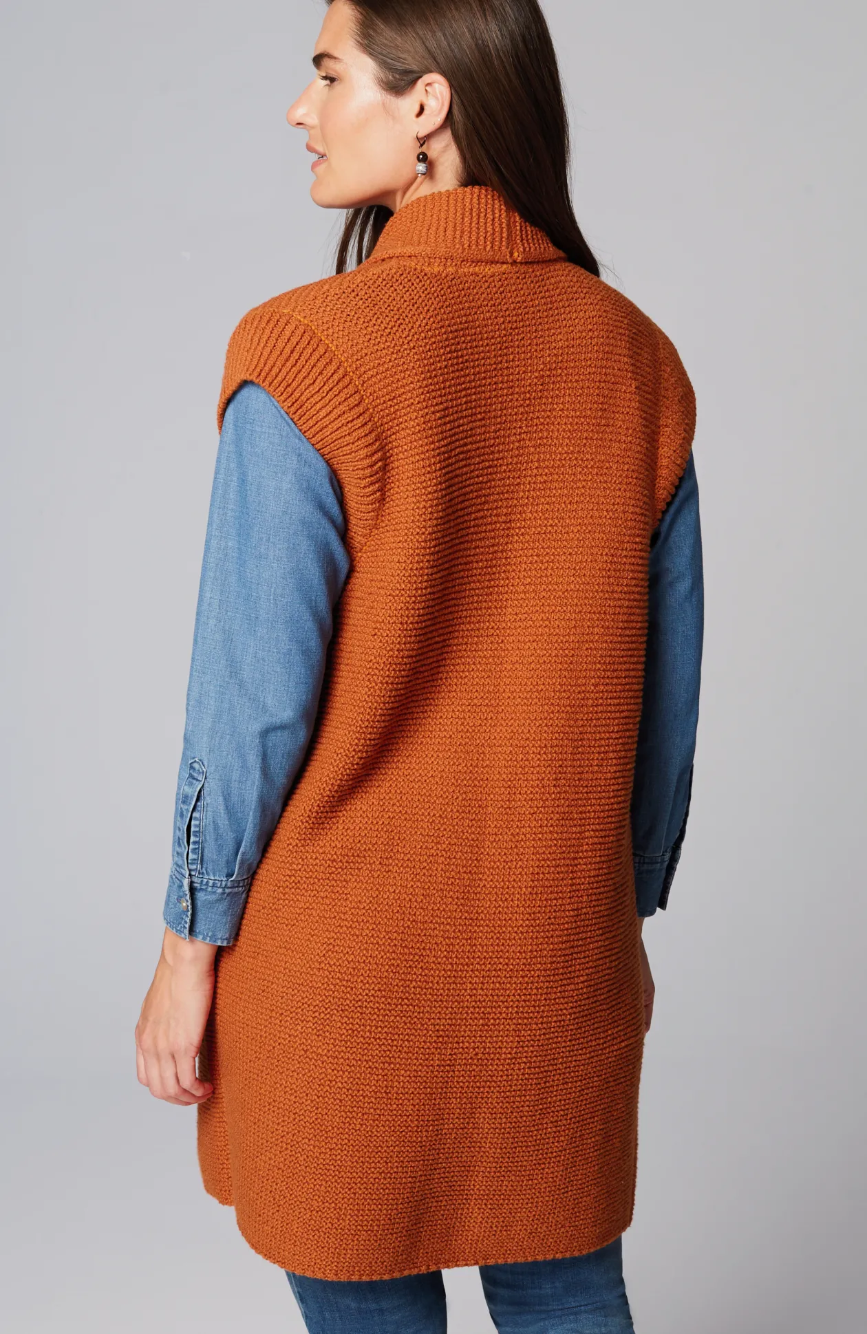 Textured Long Gilet Vest