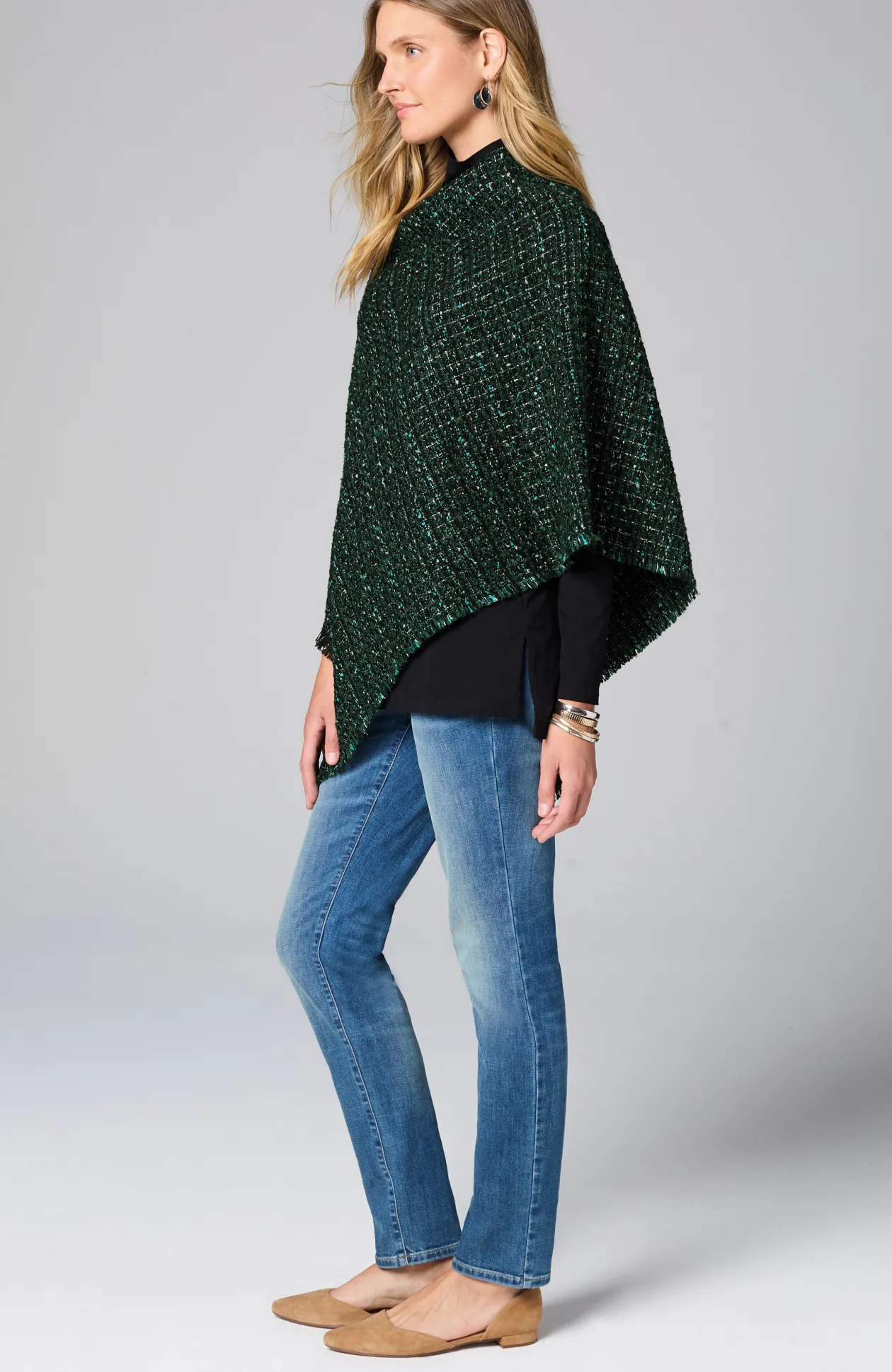 Textured Tweed Poncho