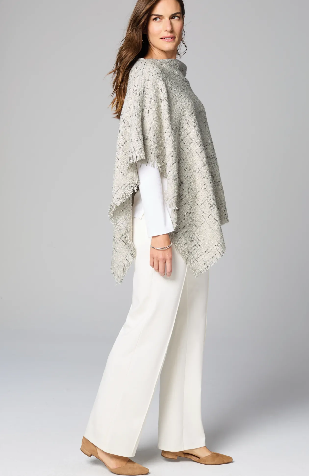Textured Tweed Poncho