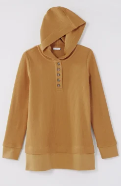 Textured-Knit Hoodie Tunic