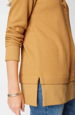 Textured-Knit Hoodie Tunic