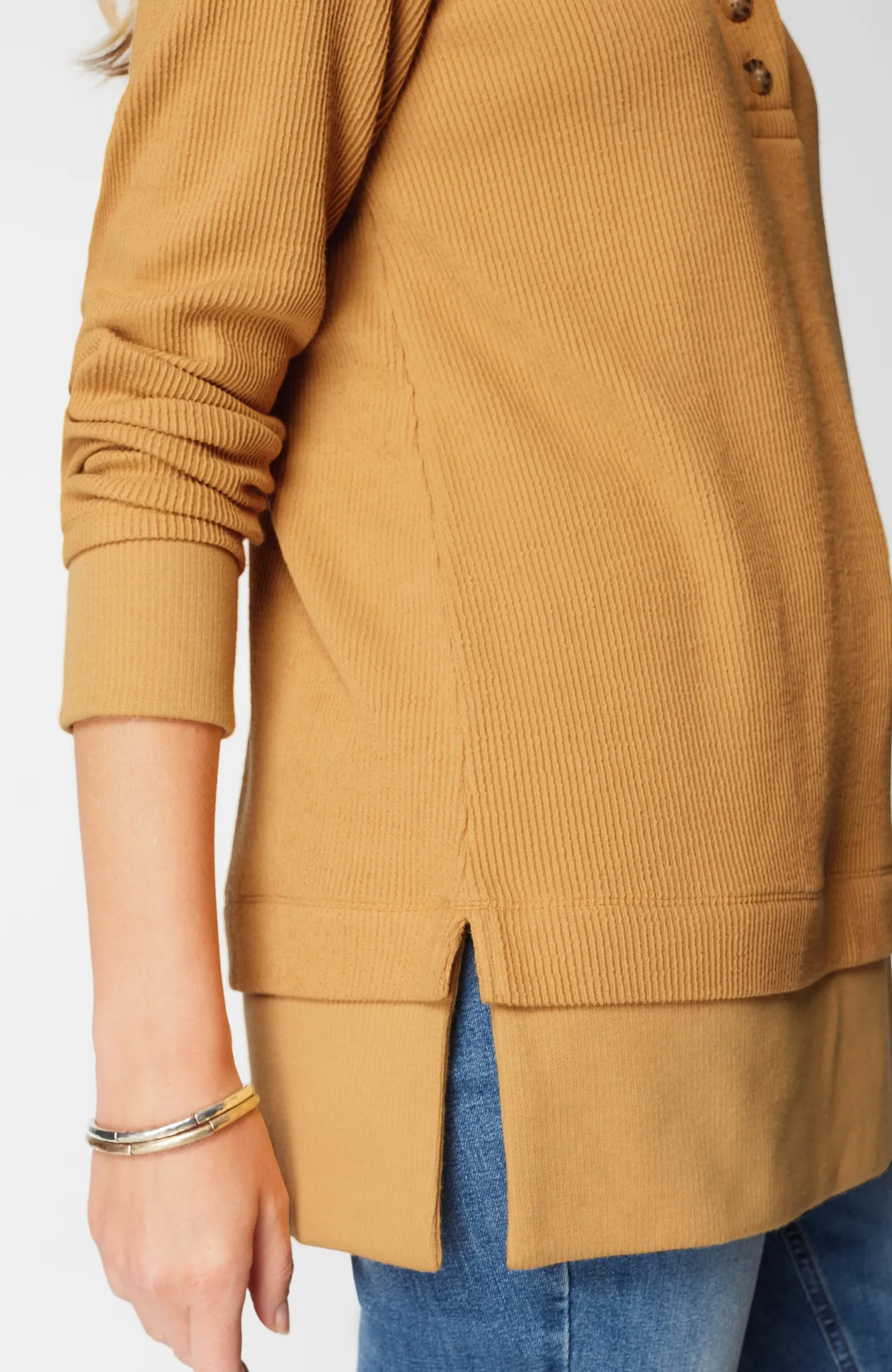 Textured-Knit Hoodie Tunic