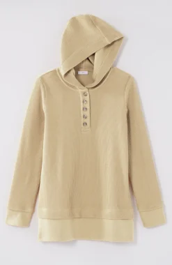 Textured-Knit Hoodie Tunic