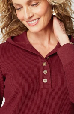 Textured-Knit Hoodie Tunic