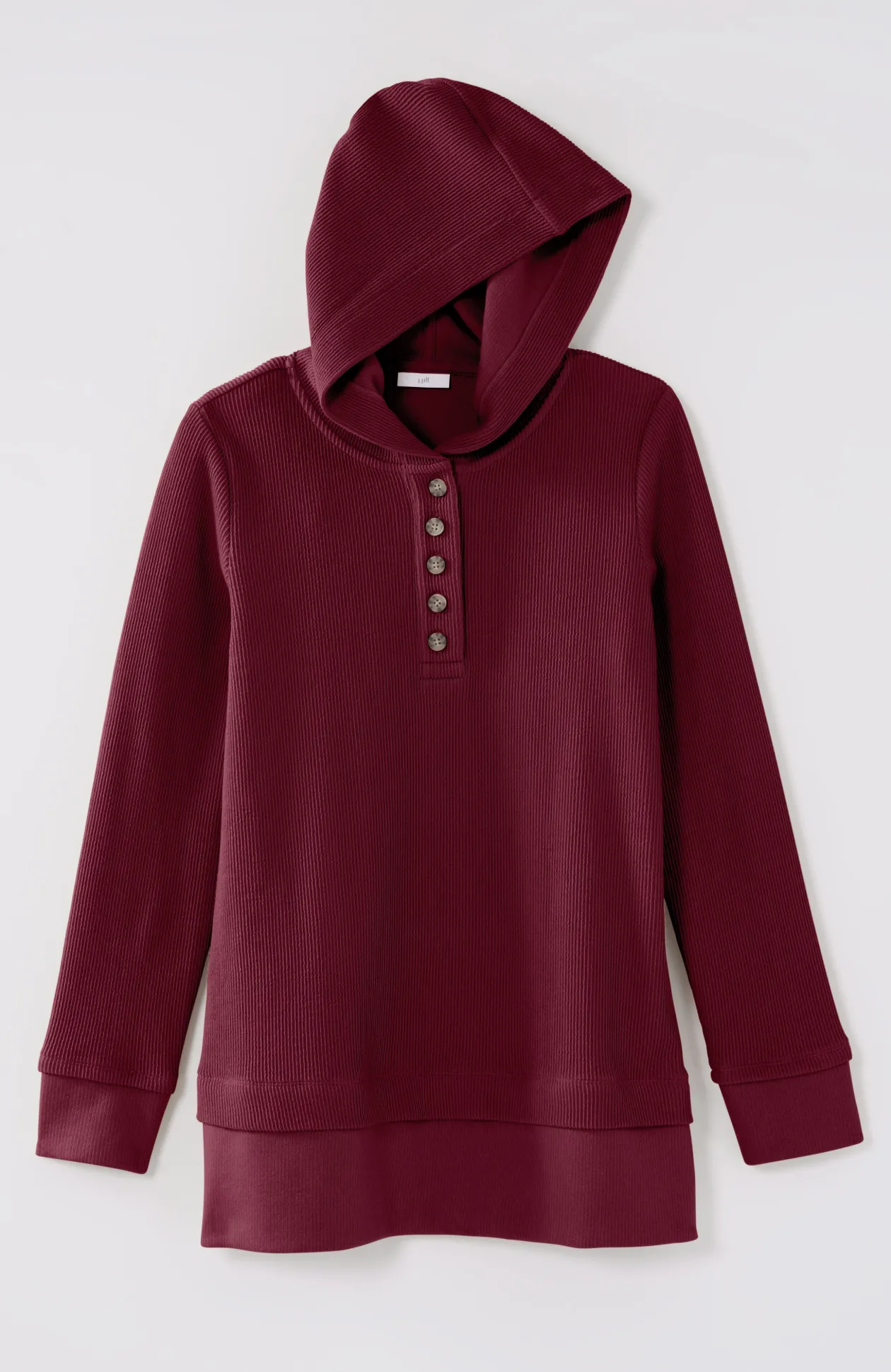 Textured-Knit Hoodie Tunic