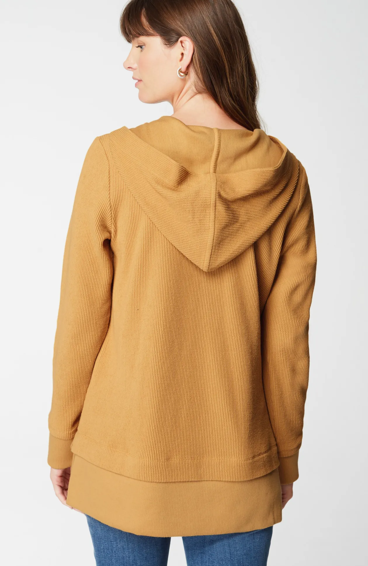 Textured-Knit Hoodie Tunic