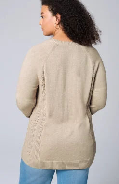 Textured-Sides Crew-Neck Sweater