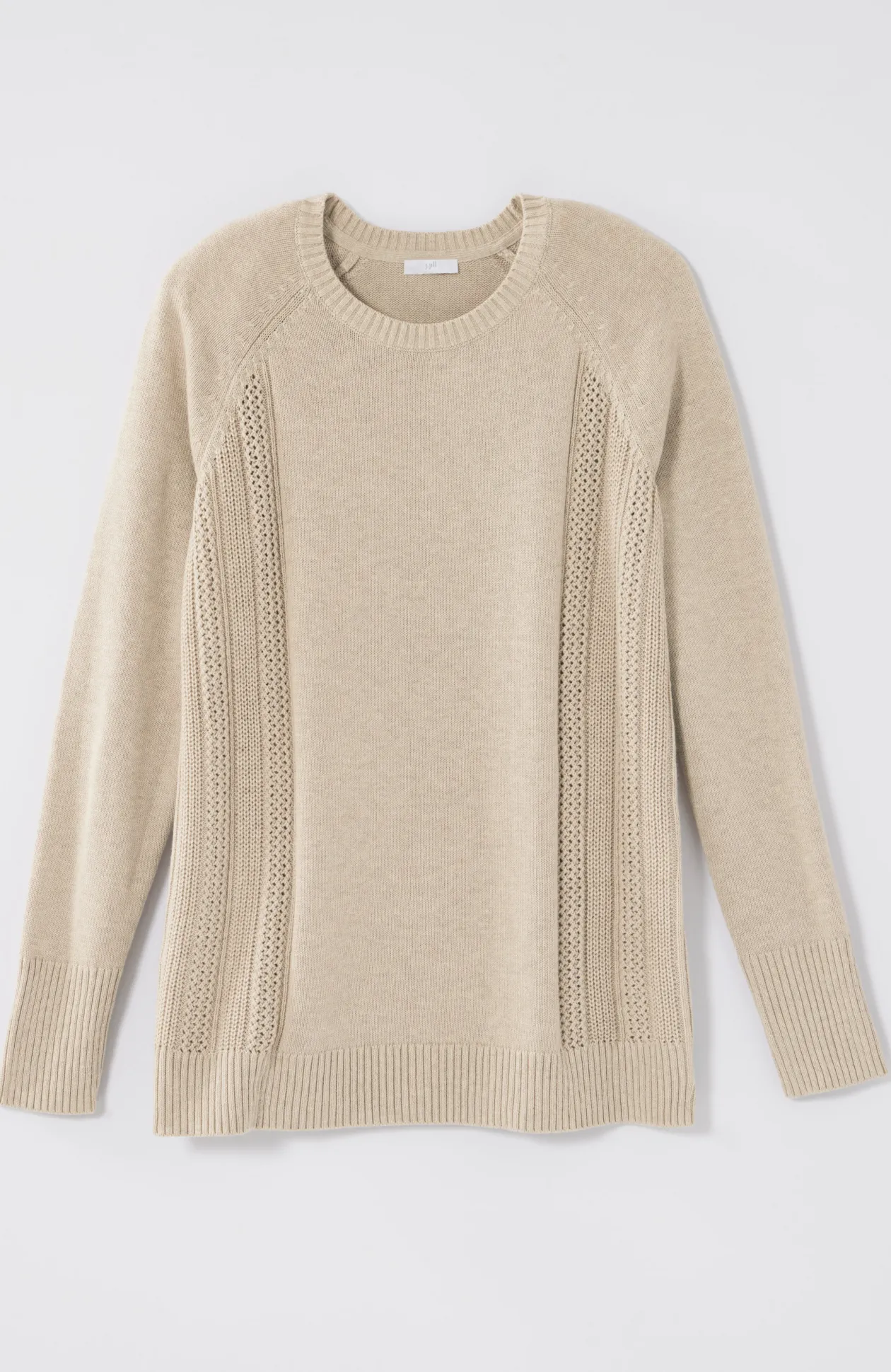 Textured-Sides Crew-Neck Sweater