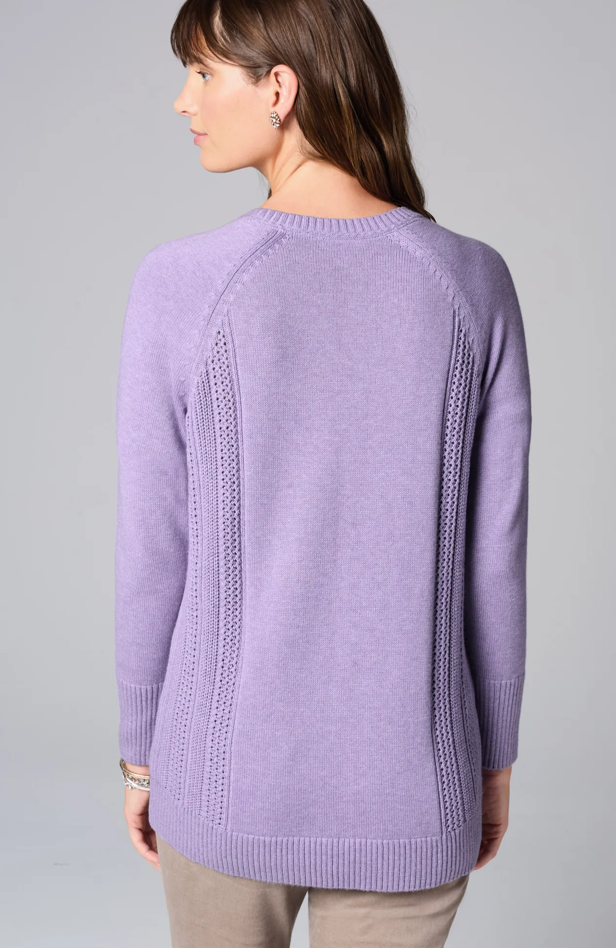 Textured-Sides Crew-Neck Sweater
